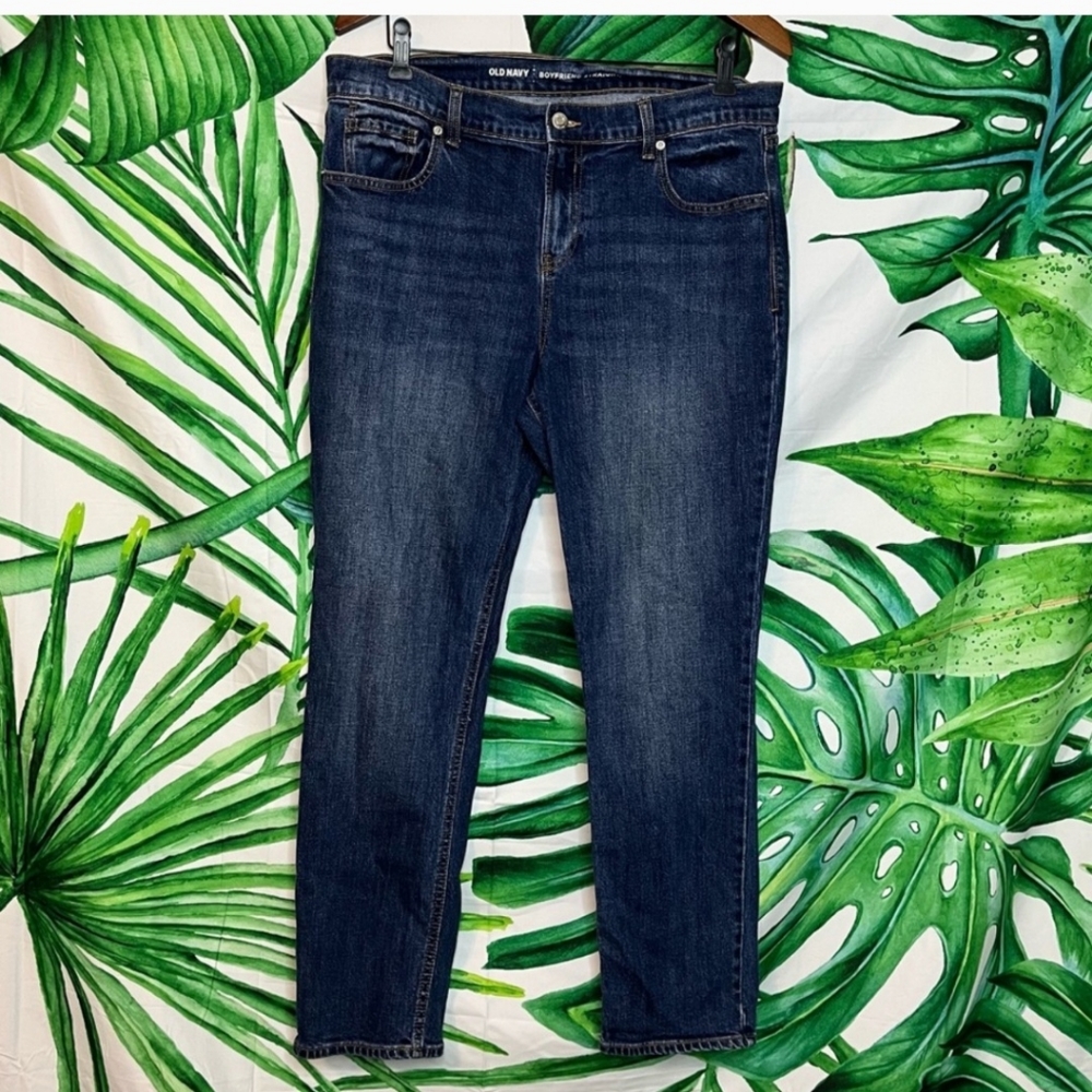 EUC Old Navy Sz 12 Boyfriend Straight Leg Dark Wash Denim Spring Casual Jeans
